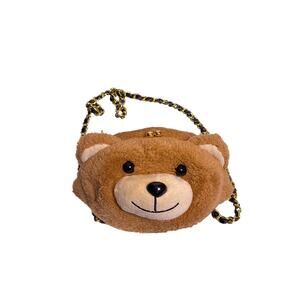 Kawaii Teddy Bear Purse Gold Chain Clutch Cute Lined Mini Bag Novelty Y2K